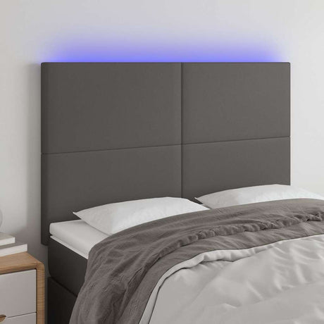 Vidaxl hoofdbord led 144x5x118 128 cm kunstleer grijs