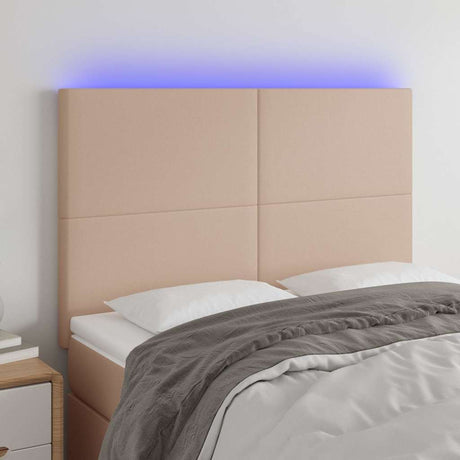 Vidaxl hoofdbord led 144x5x118 128 cm kunstleer cappuccinokleurig
