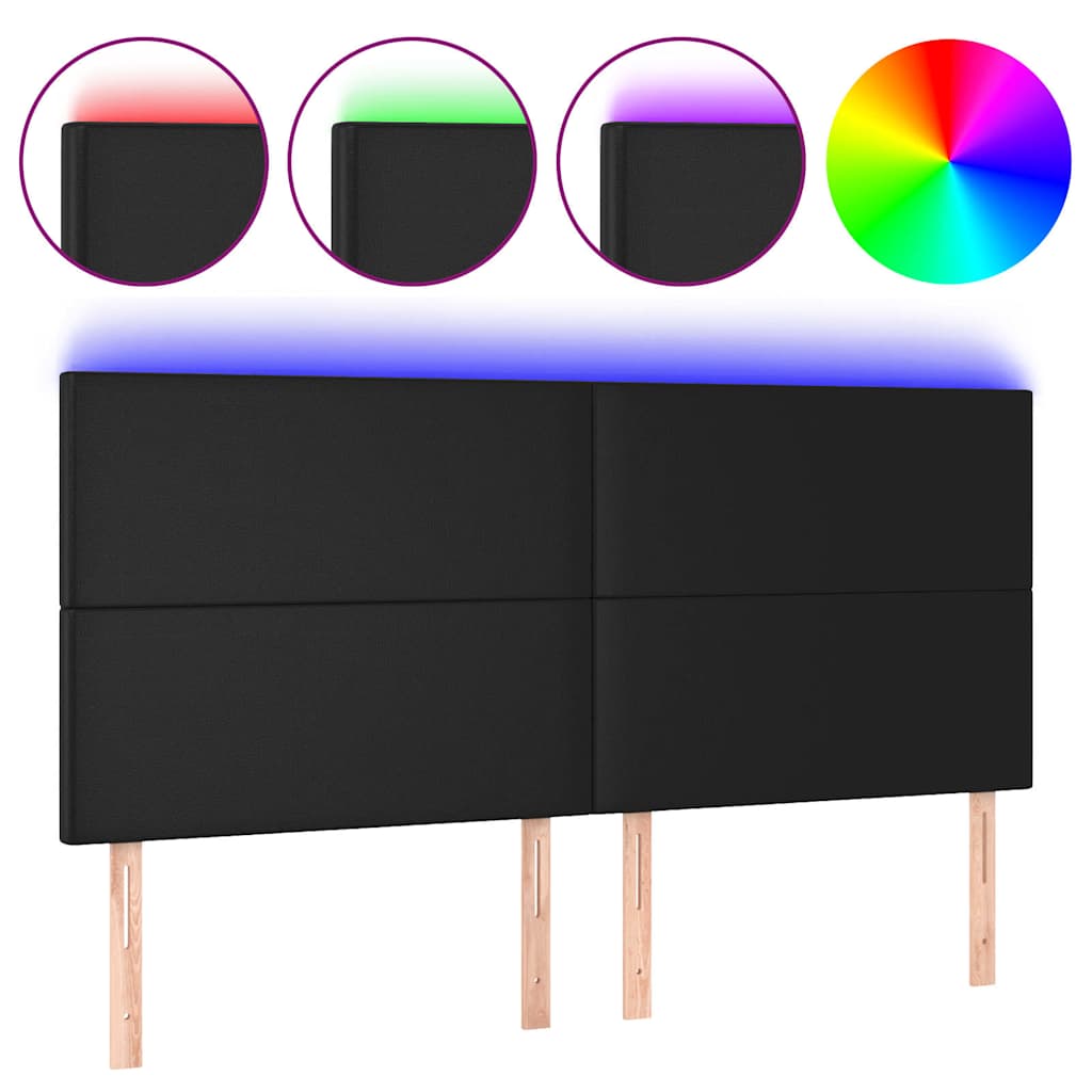 Vidaxl hoofdbord led 160x5x118 128 cm kunstleer zwart