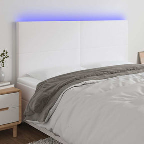 Vidaxl hoofdbord led 160x5x118 128 cm kunstleer wit