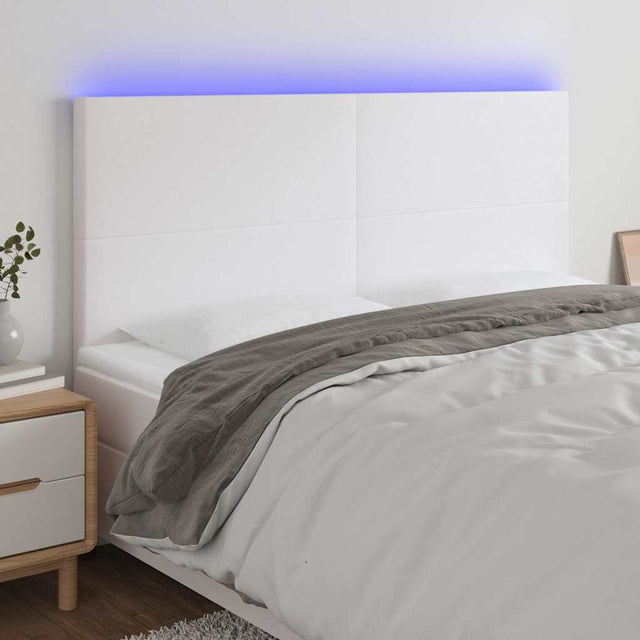 Vidaxl hoofdbord led 160x5x118 128 cm kunstleer wit