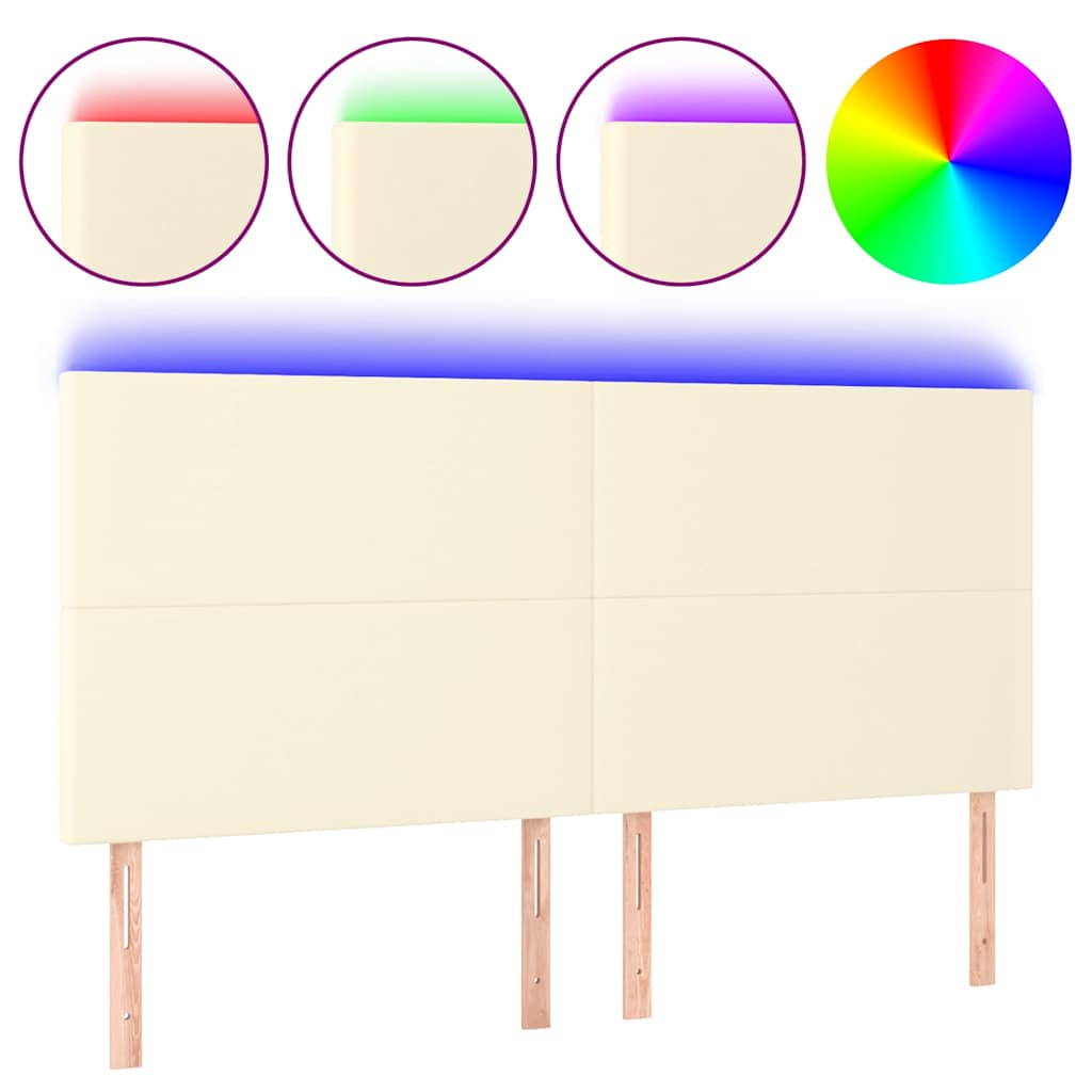 Vidaxl hoofdbord led 160x5x118 128 cm kunstleer crèmekleurig