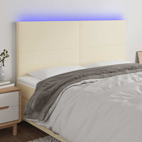 Vidaxl hoofdbord led 160x5x118 128 cm kunstleer crèmekleurig