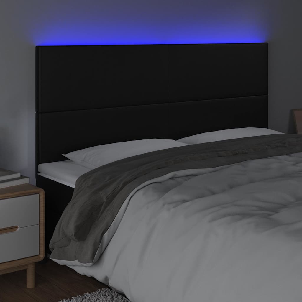 Vidaxl hoofdbord led 180x5x118 128 cm kunstleer zwart