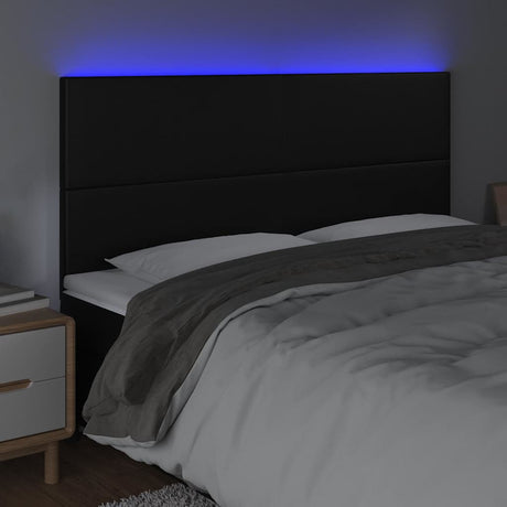 Vidaxl hoofdbord led 180x5x118 128 cm kunstleer zwart