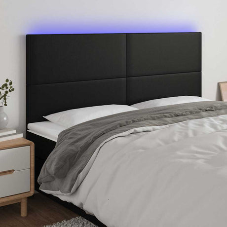 Vidaxl hoofdbord led 180x5x118 128 cm kunstleer zwart