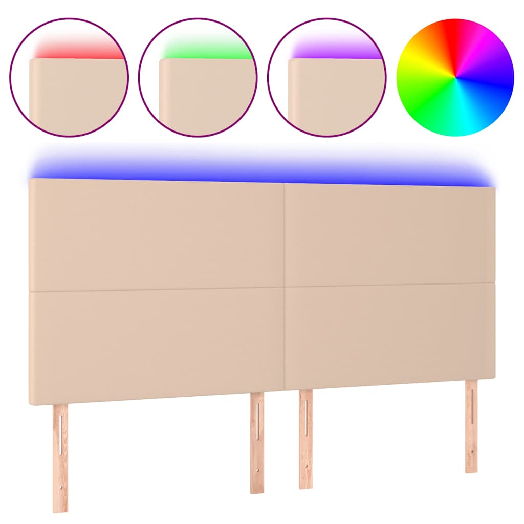 Vidaxl hoofdbord led 180x5x118 128 cm kunstleer cappuccinokleurig