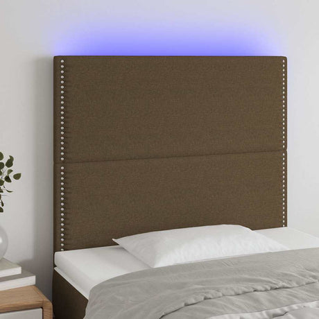 Vidaxl hoofdbord led 90x5x118 128 cm stof donkerbruin