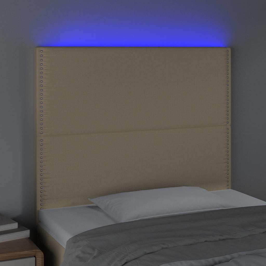 Vidaxl hoofdbord led 90x5x118 128 cm stof crèmekleurig
