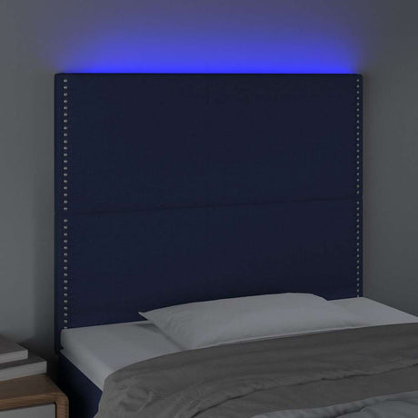 Vidaxl hoofdbord led 100x5x118 128 cm stof blauw