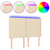 Vidaxl hoofdbord led 144x5x118 128 cm stof crèmekleurig