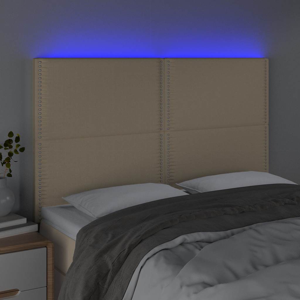 Vidaxl hoofdbord led 144x5x118 128 cm stof crèmekleurig