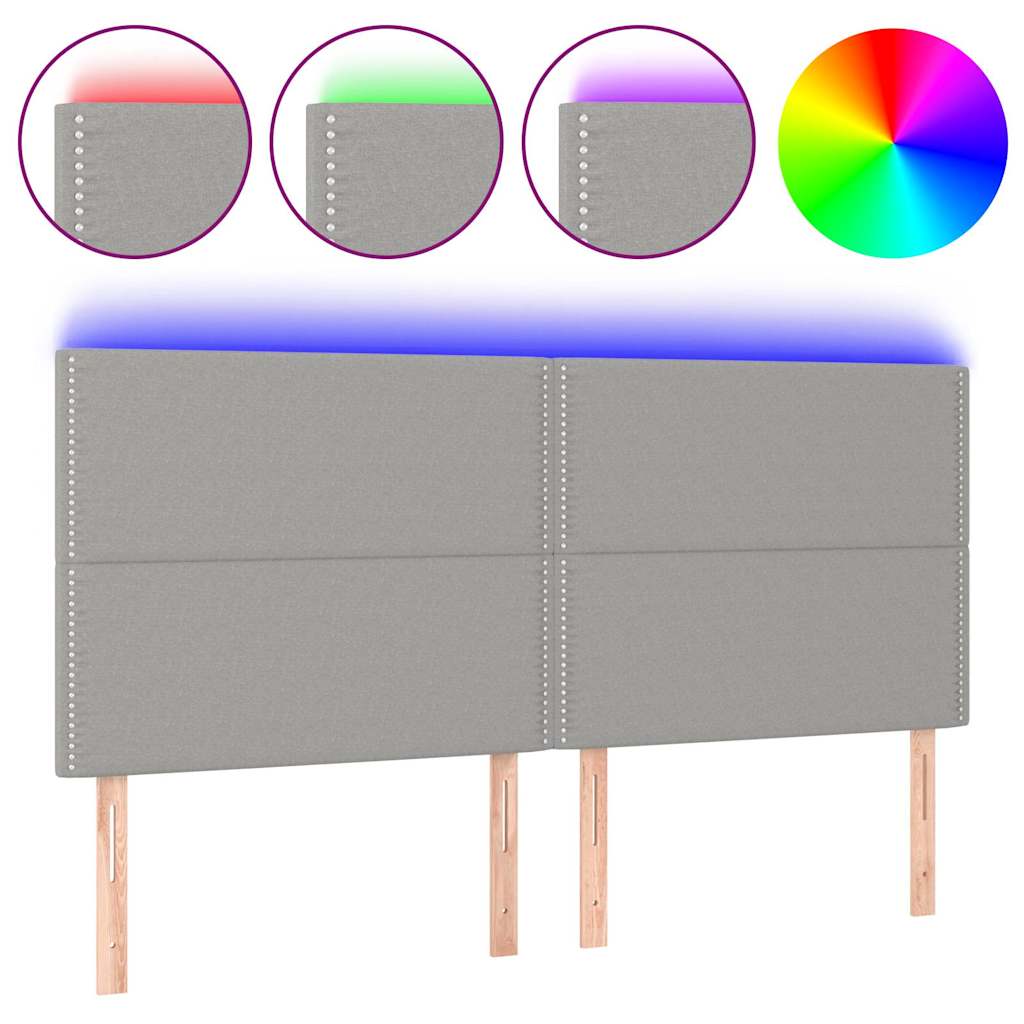 Vidaxl hoofdbord led 180x5x118 128 cm stof lichtgrijs