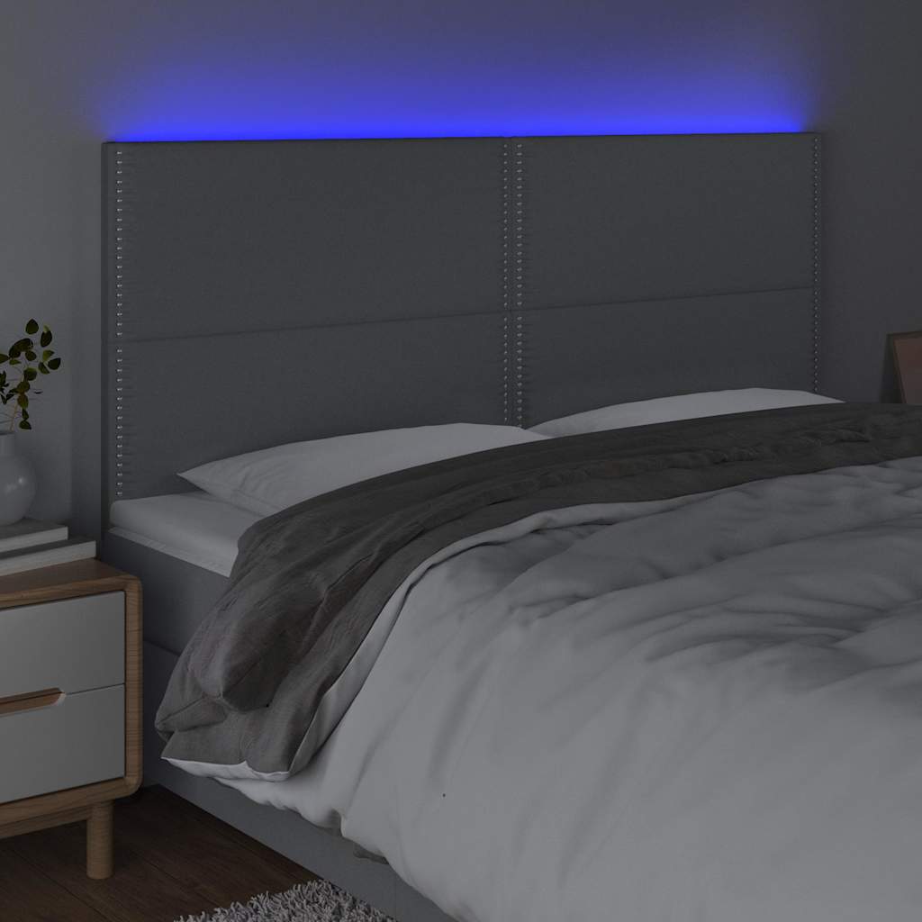 Vidaxl hoofdbord led 180x5x118 128 cm stof lichtgrijs