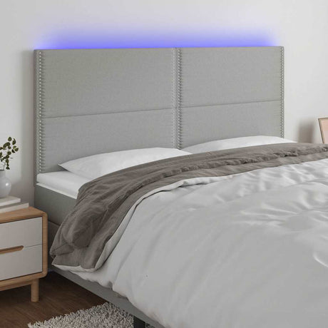 Vidaxl hoofdbord led 180x5x118 128 cm stof lichtgrijs