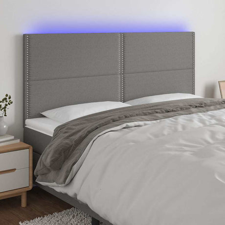 Vidaxl hoofdbord led 180x5x118 128 cm stof donkergrijs