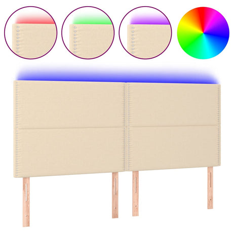 Vidaxl hoofdbord led 180x5x118 128 cm stof crèmekleurig