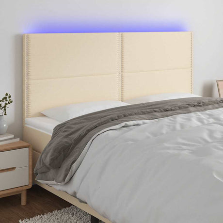 Vidaxl hoofdbord led 180x5x118 128 cm stof crèmekleurig