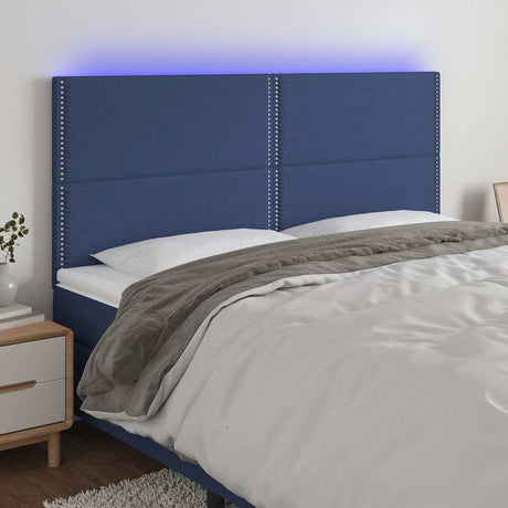Vidaxl hoofdbord led 200x5x118 128 cm stof blauw