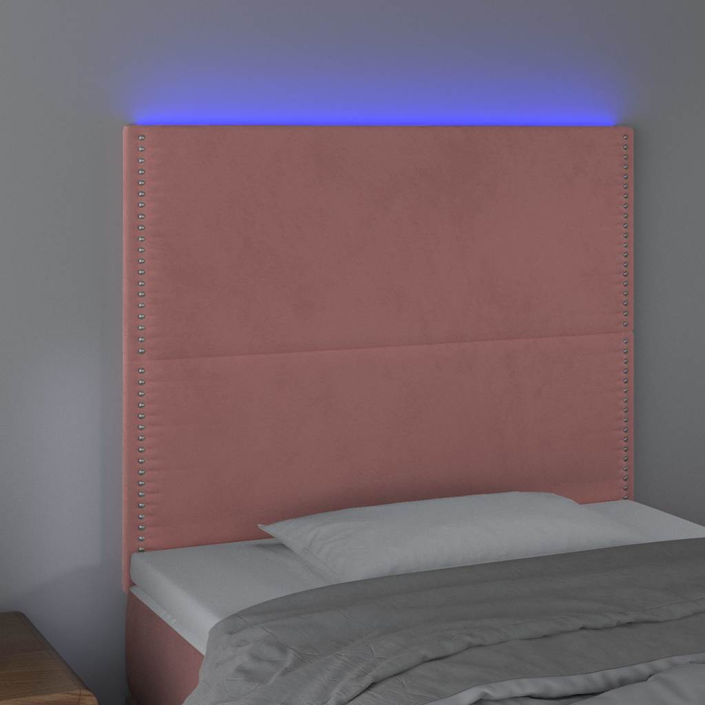 Vidaxl hoofdbord led 90x5x118 128 cm fluweel roze
