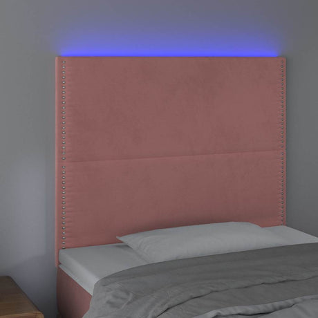 Vidaxl hoofdbord led 90x5x118 128 cm fluweel roze