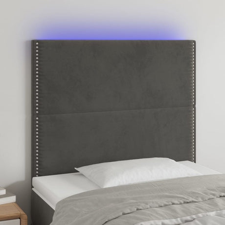 Vidaxl hoofdbord led 100x5x118 128 cm fluweel donkergrijs