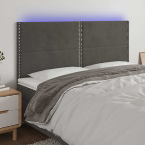 Vidaxl hoofdbord led 160x5x118 128 cm fluweel donkergrijs