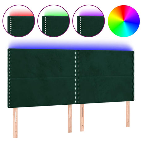 Vidaxl hoofdbord led 180x5x118 128 cm fluweel donkergroen