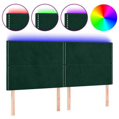 Vidaxl hoofdbord led 200x5x118 128 cm fluweel donkergroen