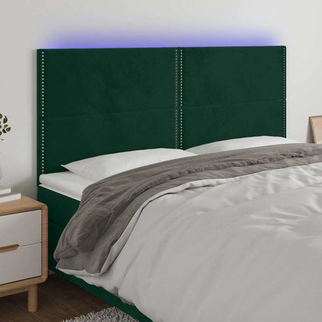Vidaxl hoofdbord led 200x5x118 128 cm fluweel donkergroen