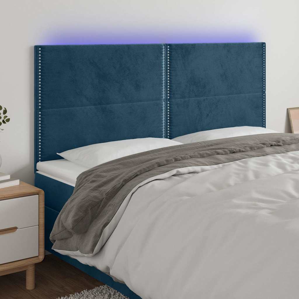 Vidaxl hoofdbord led 200x5x118 128 cm fluweel donkerblauw