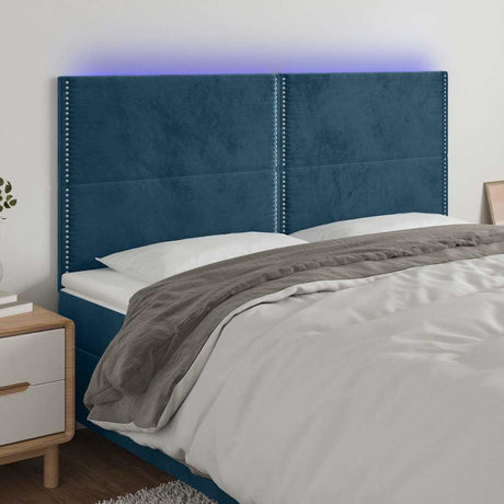 Vidaxl hoofdbord led 200x5x118 128 cm fluweel donkerblauw