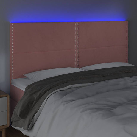 Vidaxl hoofdbord led 200x5x118 128 cm fluweel roze