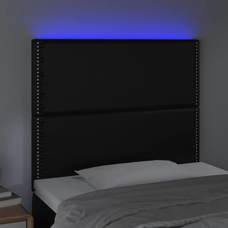Vidaxl hoofdbord led 90x5x118 128 cm kunstleer zwart