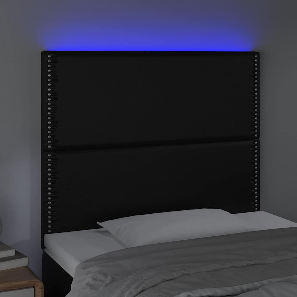 Vidaxl hoofdbord led 100x5x118 128 cm kunstleer zwart