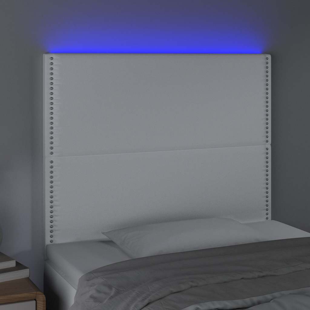 Vidaxl hoofdbord led 100x5x118 128 cm kunstleer wit