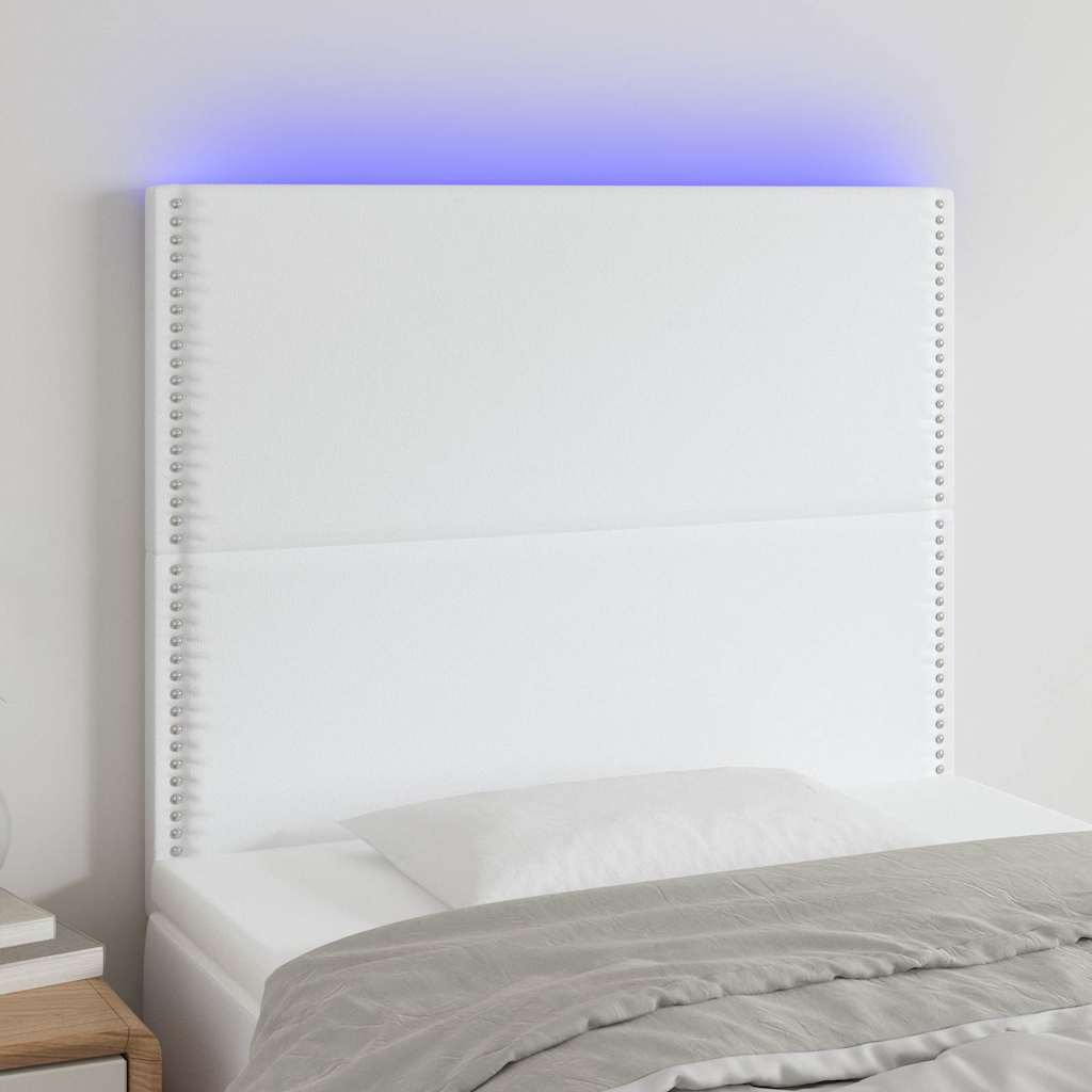 Vidaxl hoofdbord led 100x5x118 128 cm kunstleer wit