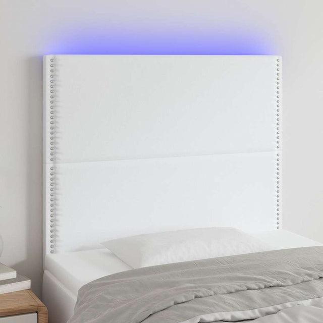 Vidaxl hoofdbord led 100x5x118 128 cm kunstleer wit