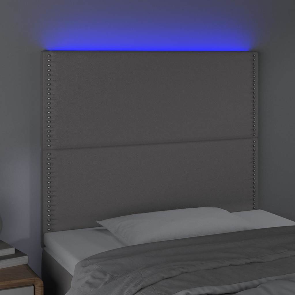Vidaxl hoofdbord led 100x5x118 128 cm kunstleer grijs