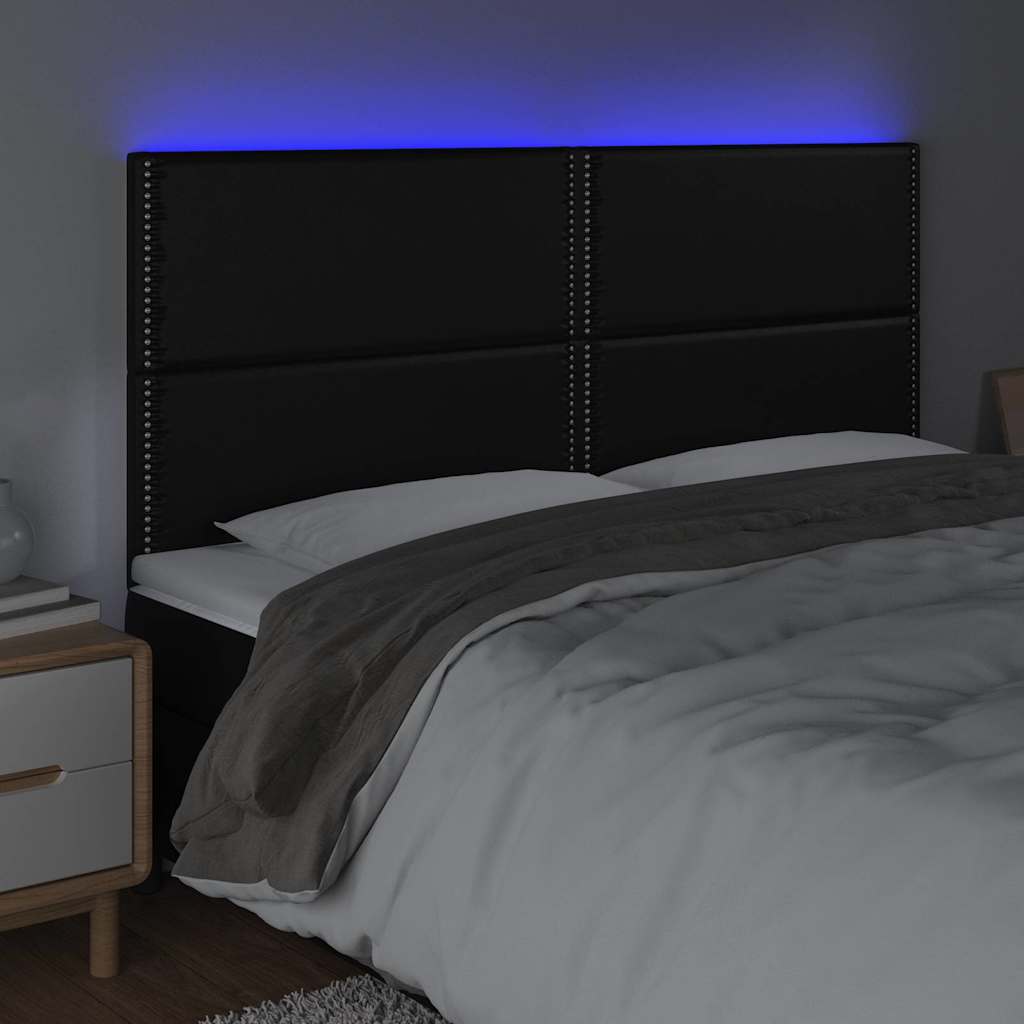 Vidaxl hoofdbord led 200x5x118 128 cm kunstleer zwart