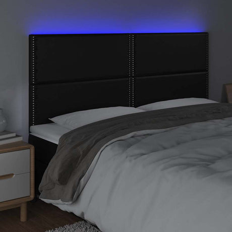 Vidaxl hoofdbord led 200x5x118 128 cm kunstleer zwart