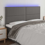 Vidaxl hoofdbord led 200x5x118 128 cm kunstleer grijs
