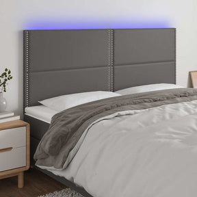 Vidaxl hoofdbord led 200x5x118 128 cm kunstleer grijs