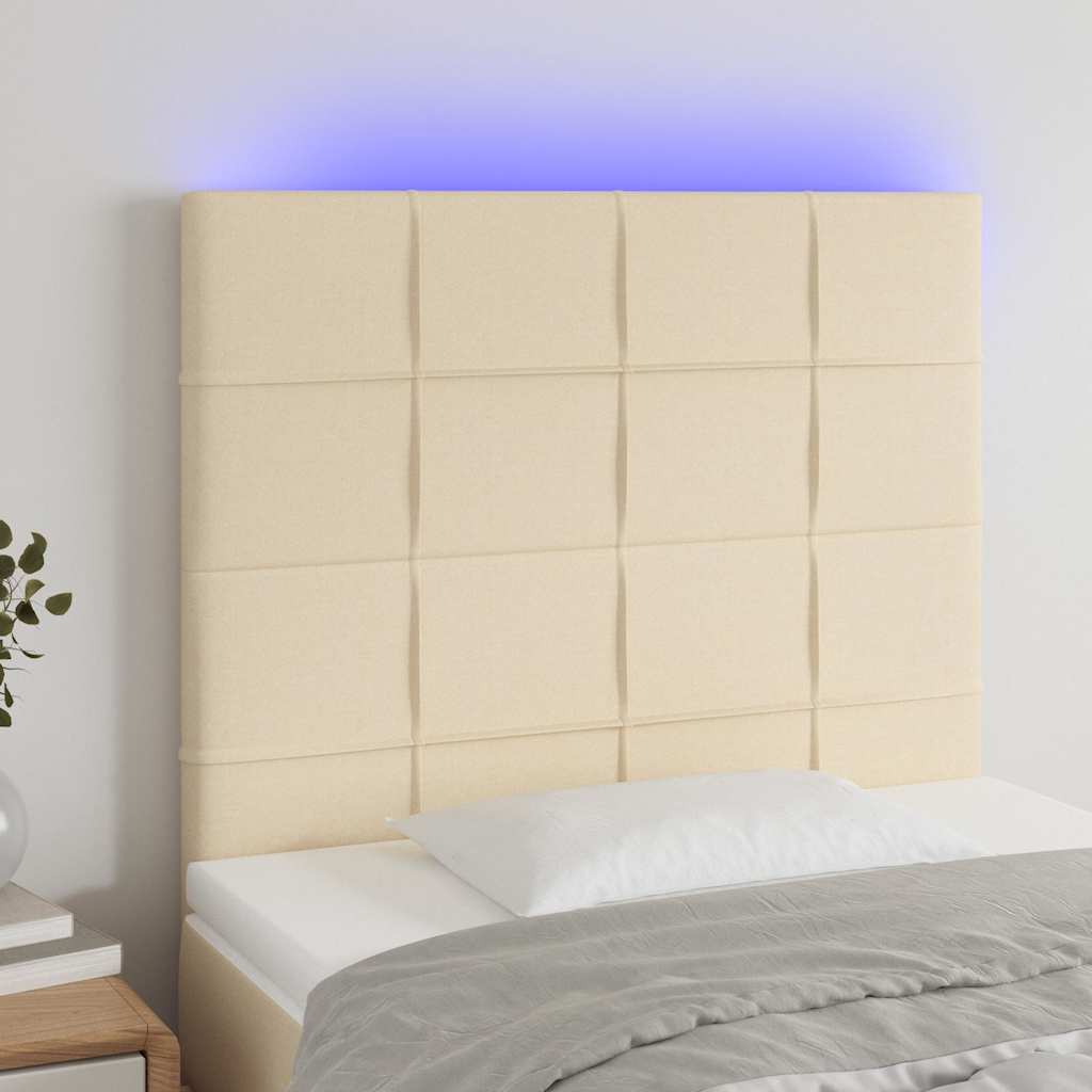 Vidaxl hoofdbord led 90x5x118 128 cm stof crèmekleurig