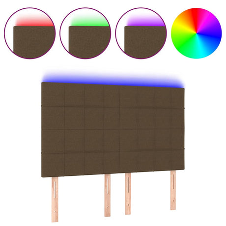 Vidaxl hoofdbord led 144x5x118 128 cm stof donkerbruin