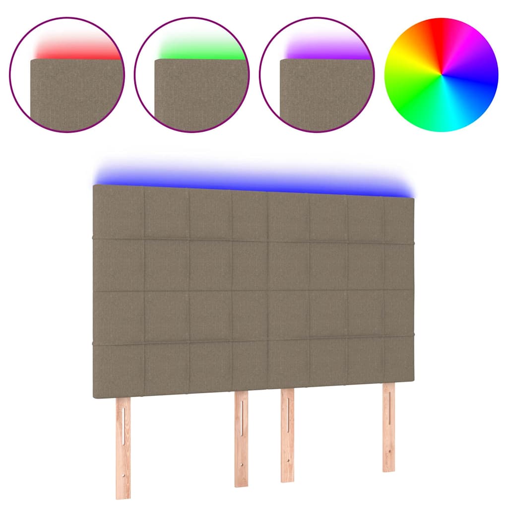 Vidaxl hoofdbord led 144x5x118 128 cm stof taupe