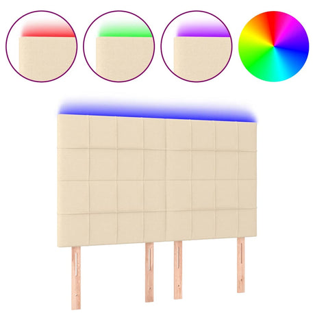 Vidaxl hoofdbord led 144x5x118 128 cm stof crèmekleurig