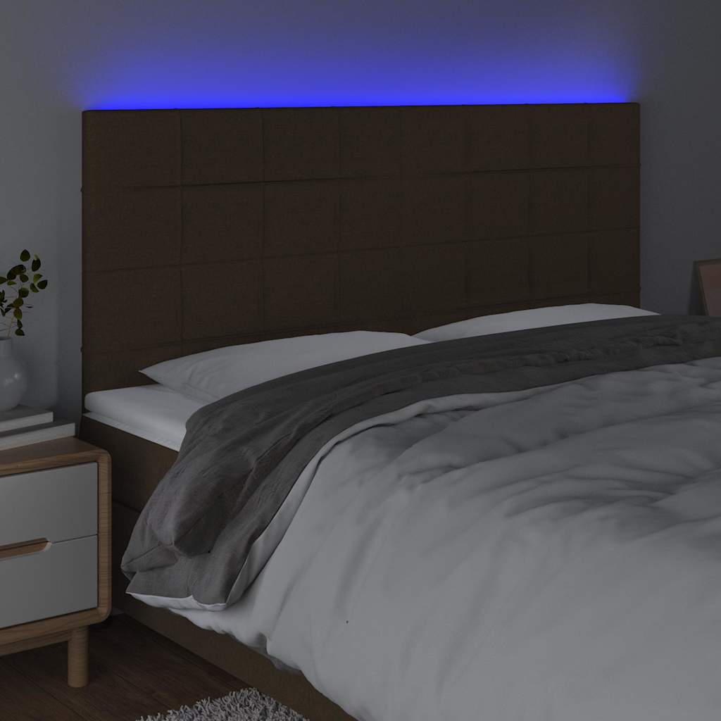 Vidaxl hoofdbord led 160x5x118 128 cm stof donkerbruin