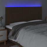 Vidaxl hoofdbord led 160x5x118 128 cm stof donkerbruin