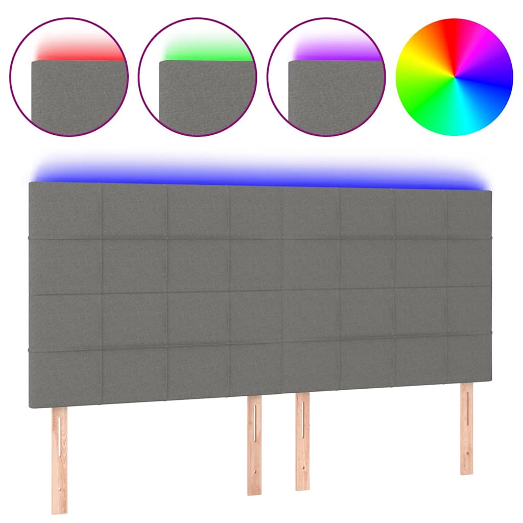 Vidaxl hoofdbord led 180x5x118 128 cm stof donkergrijs